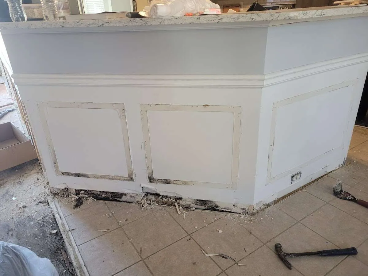 Water damage and mold on kitchen during Storm Damage Restoration in Taylors